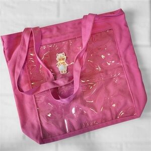 Pink Tote Bag with Clear Panel